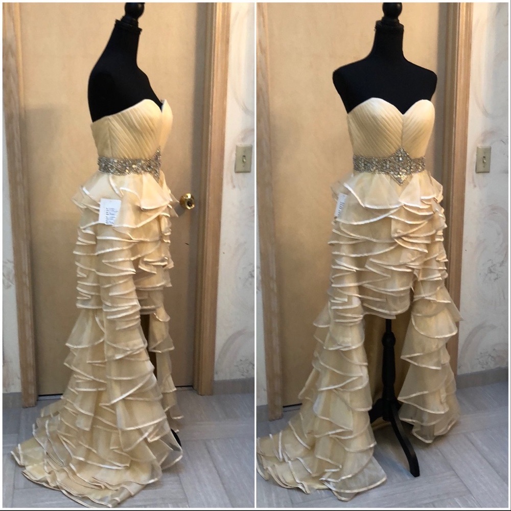 Gold hi low ruffles